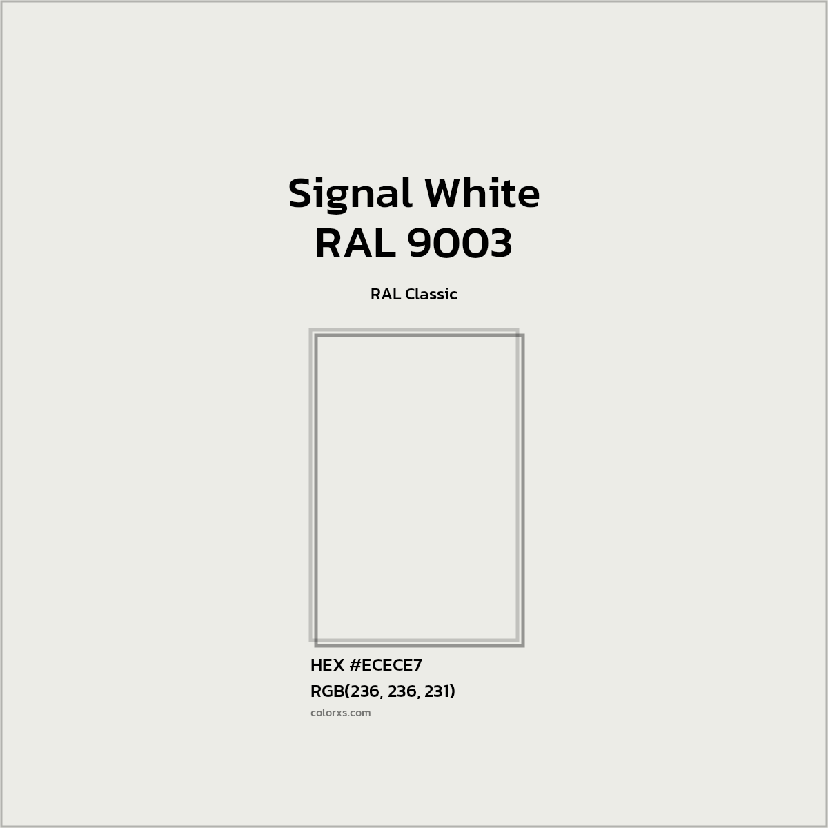 #ECECE7 RAL 9003 - Signal White CMS RAL Classic - Color codes and meaning | Matching colors and paints