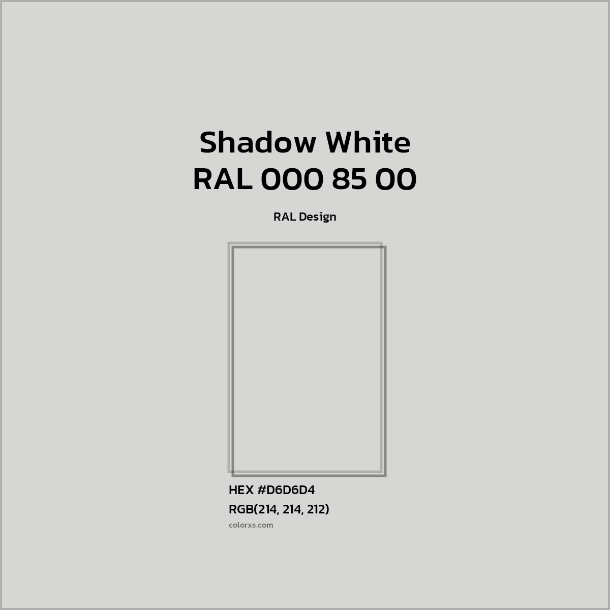 #D6D6D4 RAL 000 85 00 - Shadow White CMS RAL Design - Color codes and meaning | Matching colors and paints