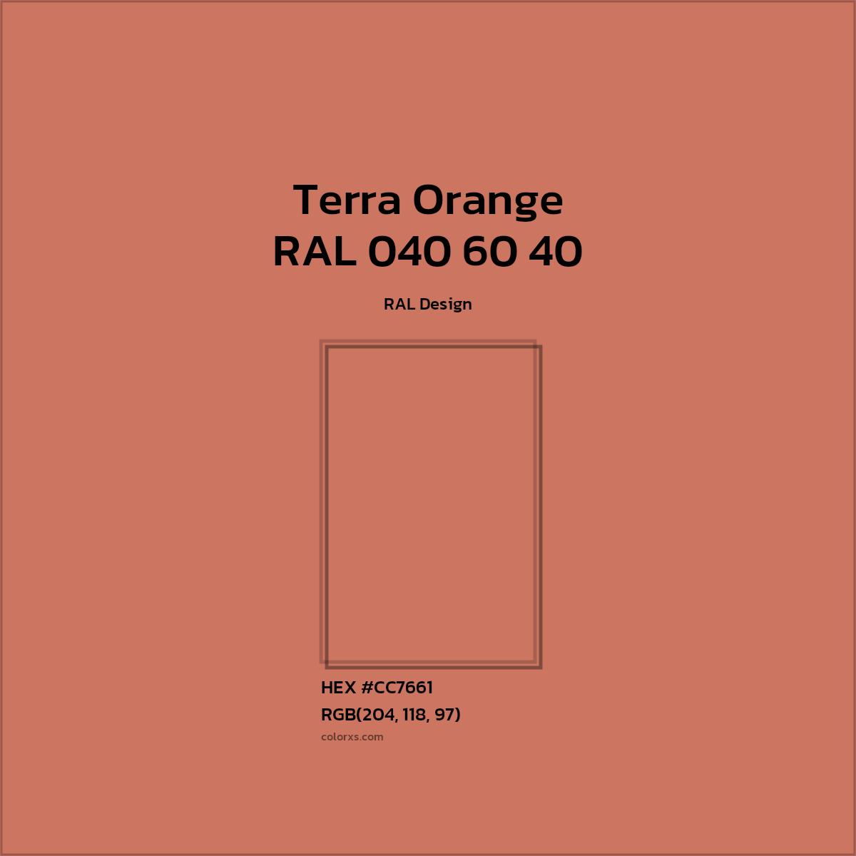 #CC7661 RAL 040 60 40 - Terra Orange CMS RAL Design - Color codes and meaning | Matching colors and paints