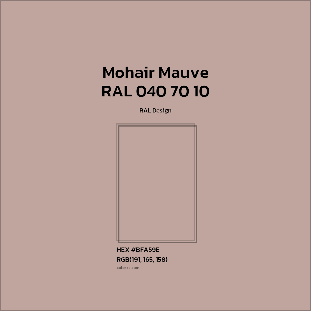 #BFA59E RAL 040 70 10 - Mohair Mauve CMS RAL Design - Color codes and meaning | Matching colors and paints