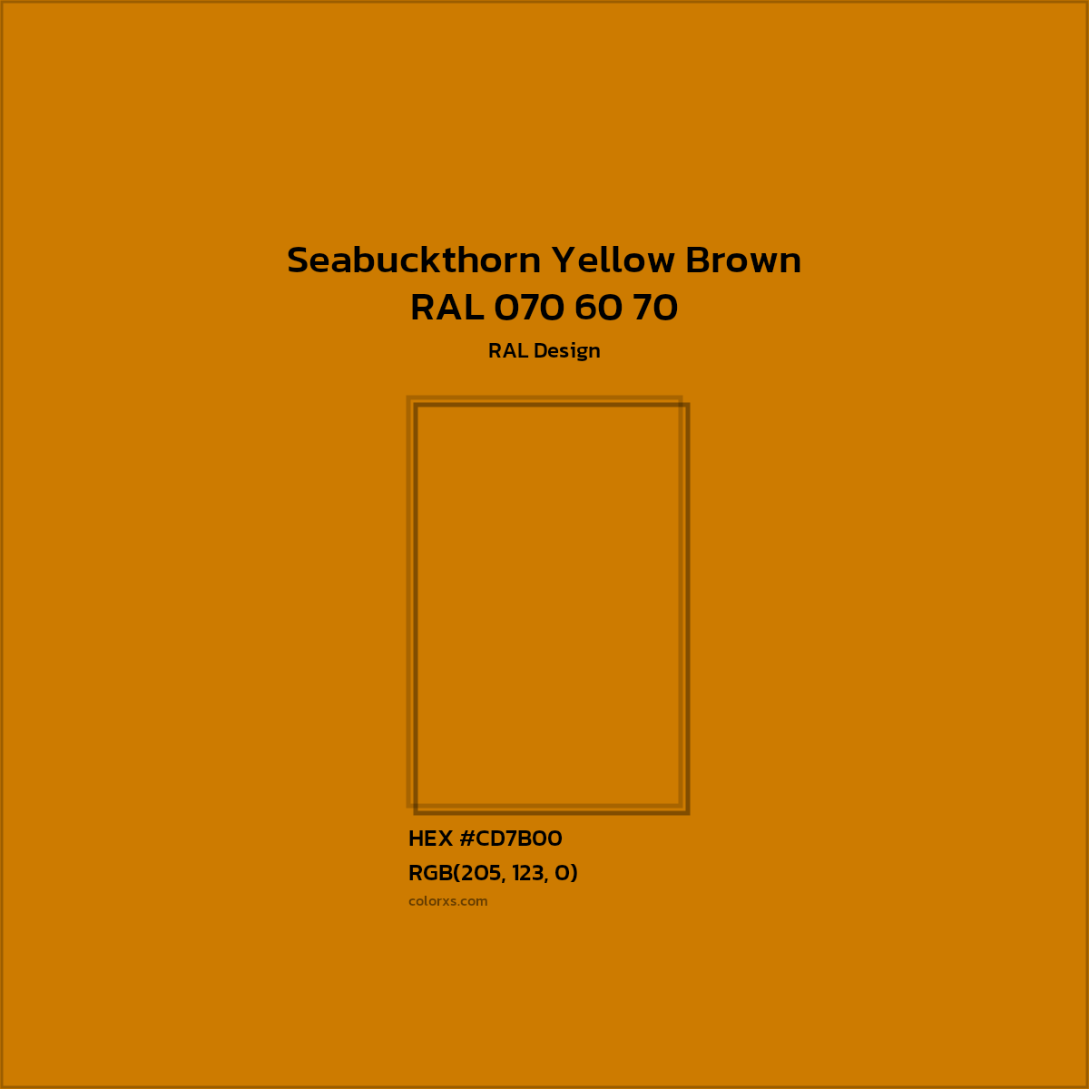 #CD7B00 RAL 070 60 70 - Seabuckthorn Yellow Brown CMS RAL Design - Color codes and meaning | Matching colors and paints