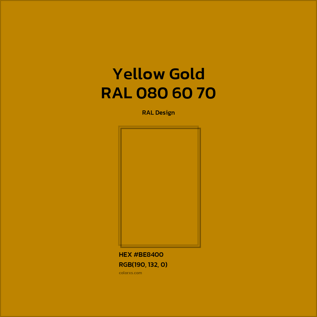 #BE8400 RAL 080 60 70 - Yellow Gold CMS RAL Design - Color codes and meaning | Matching colors and paints