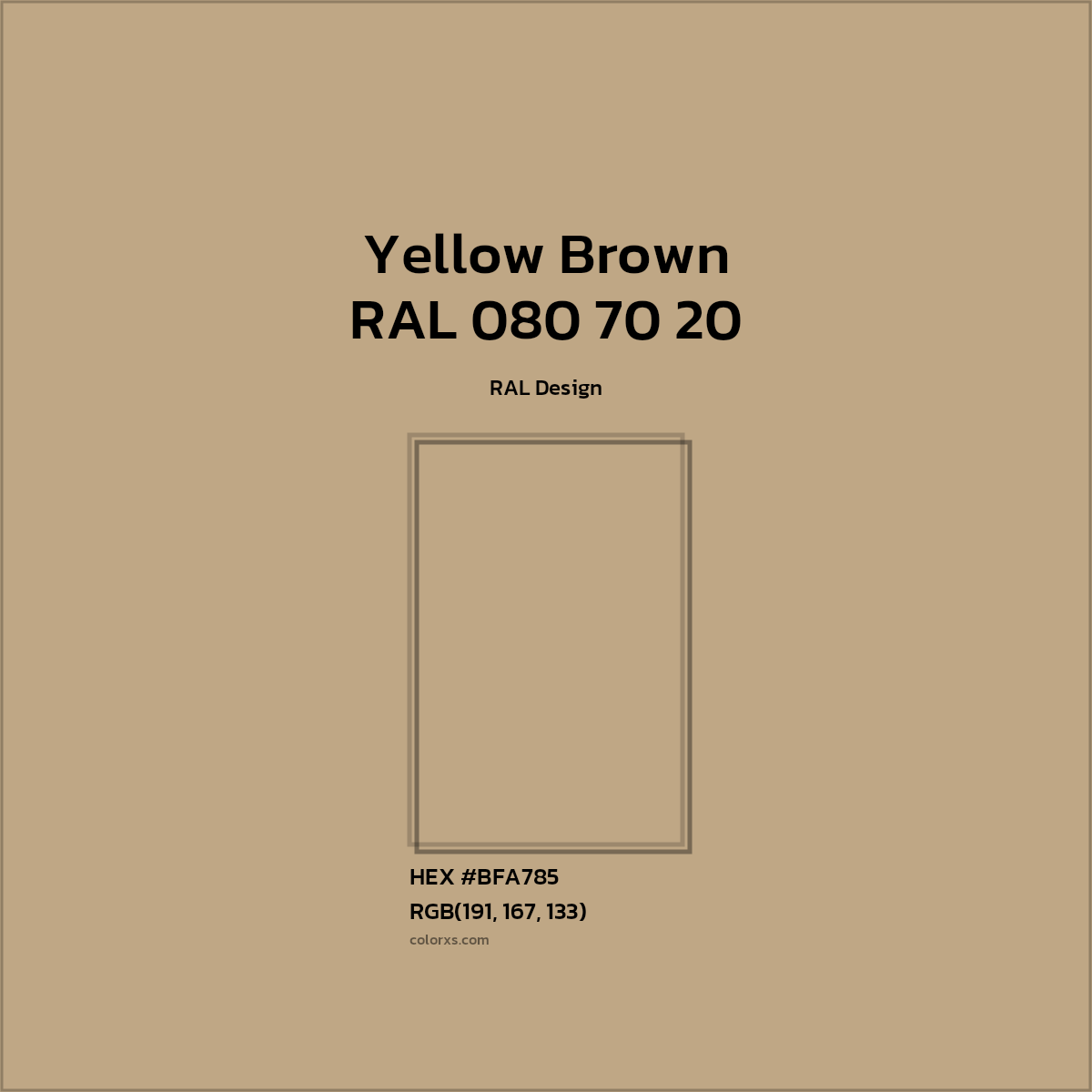 #BFA785 RAL 080 70 20 - Yellow Brown CMS RAL Design - Color codes and meaning | Matching colors and paints