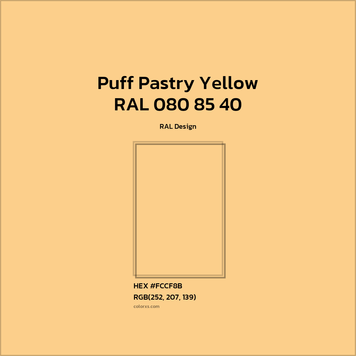 #FCCF8B RAL 080 85 40 - Puff Pastry Yellow CMS RAL Design - Color codes and meaning | Matching colors and paints