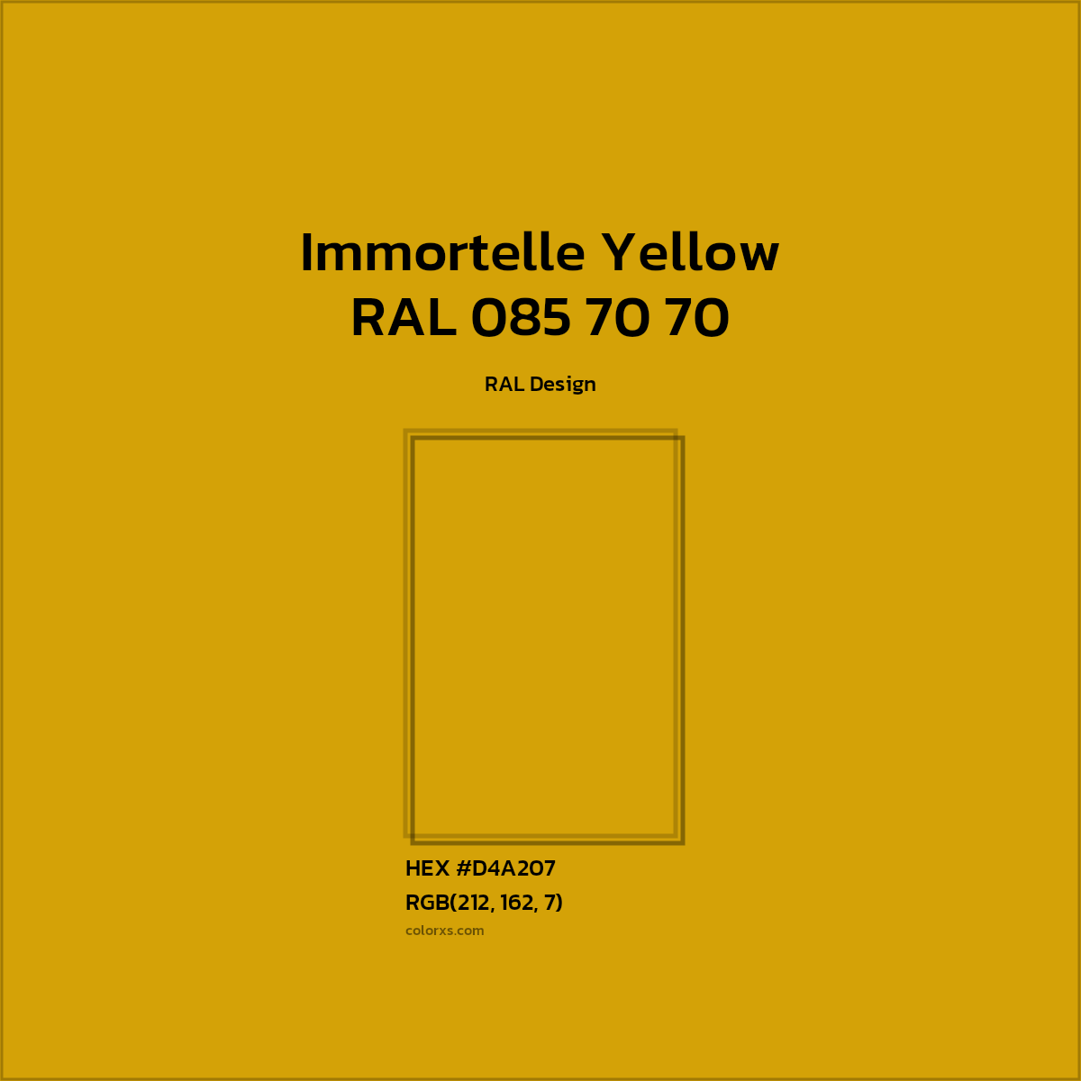 #D4A207 RAL 085 70 70 - Immortelle Yellow CMS RAL Design - Color codes and meaning | Matching colors and paints
