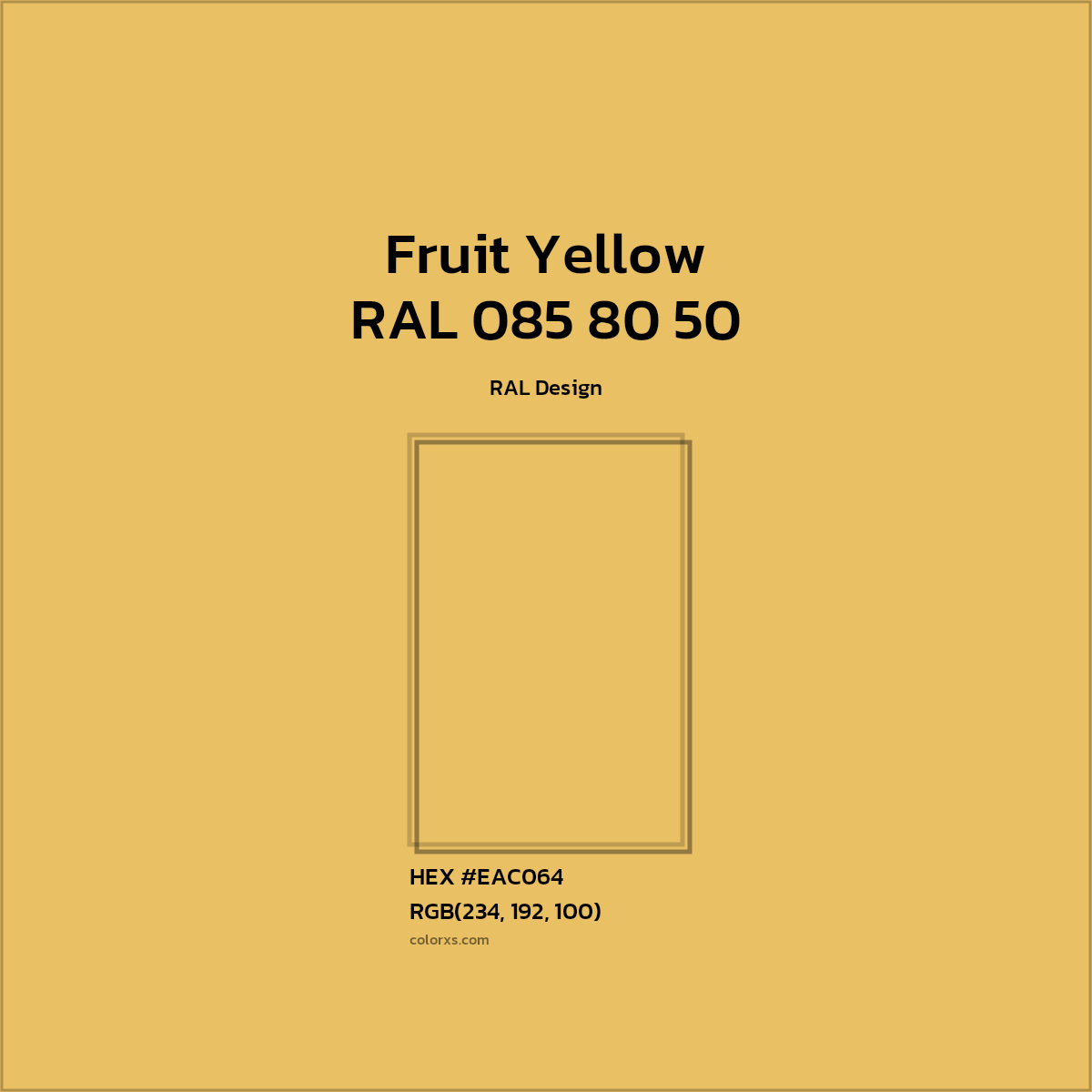 #EAC064 RAL 085 80 50 - Fruit Yellow CMS RAL Design - Color codes and meaning | Matching colors and paints