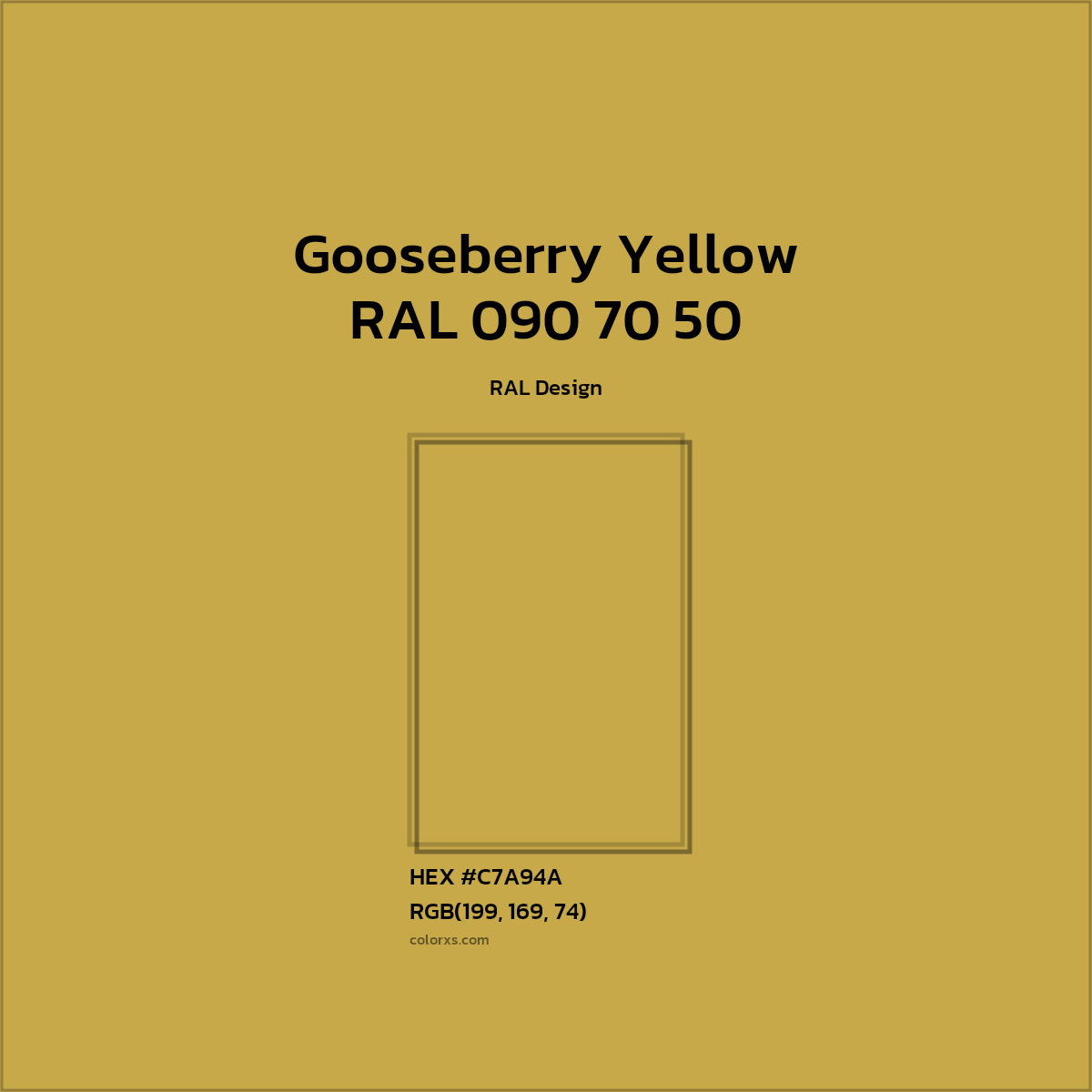 #C7A94A RAL 090 70 50 - Gooseberry Yellow CMS RAL Design - Color codes and meaning | Matching colors and paints