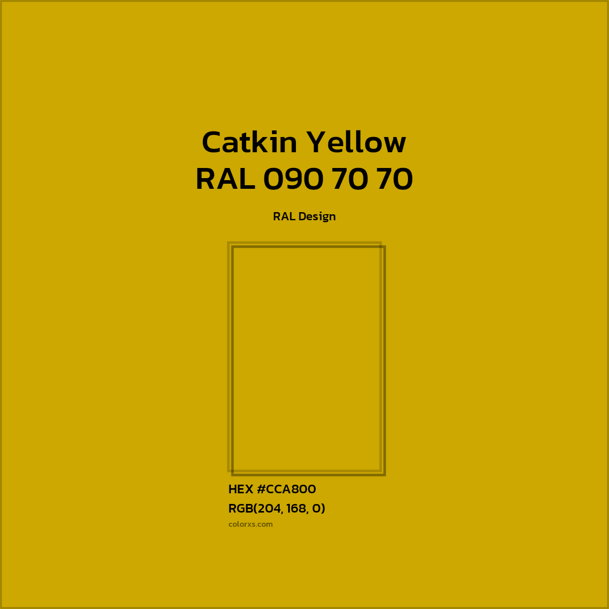 #CCA800 RAL 090 70 70 - Catkin Yellow CMS RAL Design - Color codes and meaning | Matching colors and paints