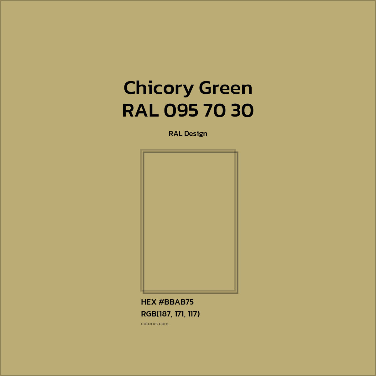 #BBAB75 RAL 095 70 30 - Chicory Green CMS RAL Design - Color codes and meaning | Matching colors and paints