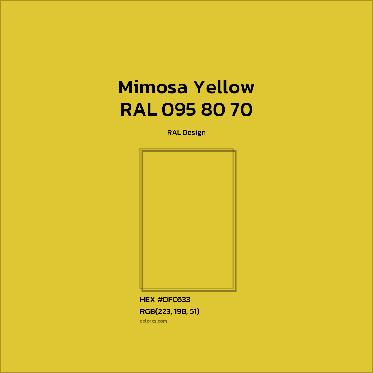 #DFC633 RAL 095 80 70 - Mimosa Yellow CMS RAL Design - Color codes and meaning | Matching colors and paints