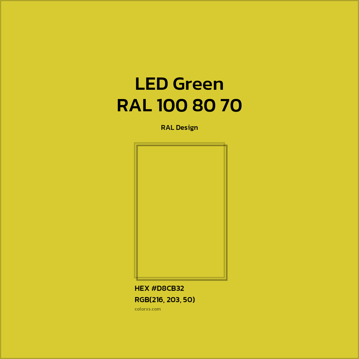 #D8CB32 RAL 100 80 70 - LED Green CMS RAL Design - Color codes and meaning | Matching colors and paints