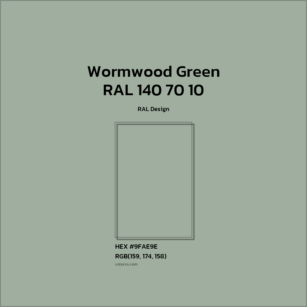 #9FAE9E RAL 140 70 10 - Wormwood Green CMS RAL Design - Color codes and meaning | Matching colors and paints