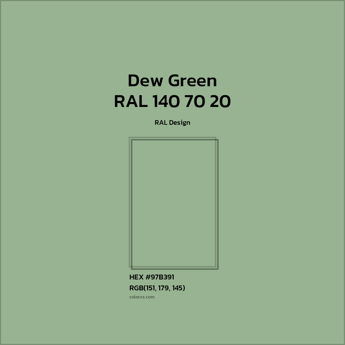#97B391 RAL 140 70 20 - Dew Green CMS RAL Design - Color codes and meaning | Matching colors and paints