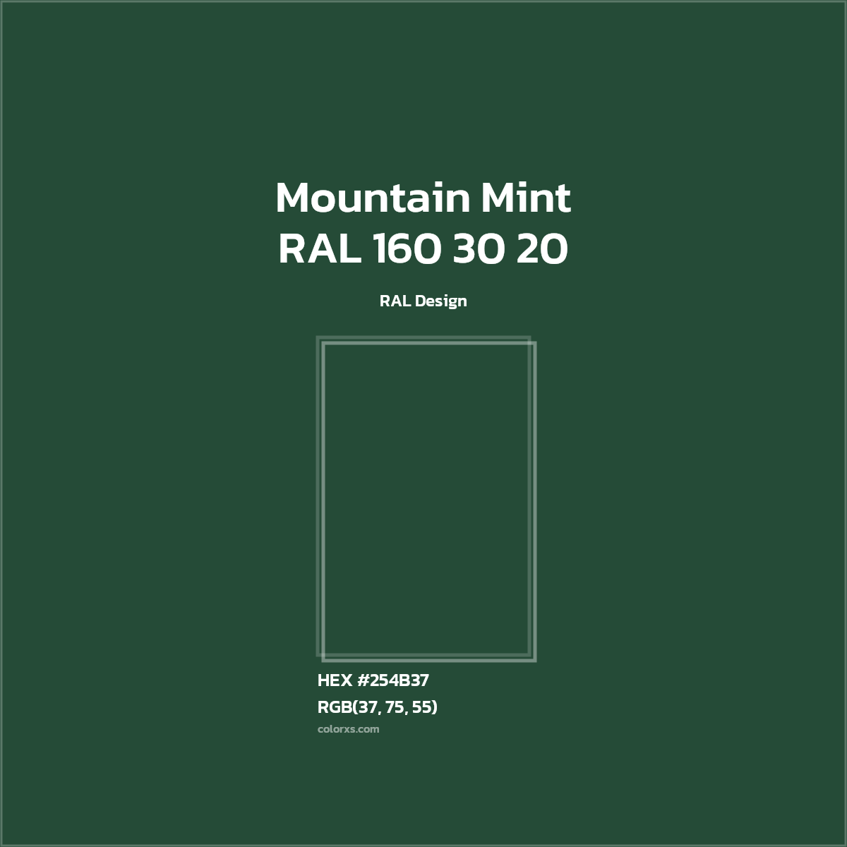 #254B37 RAL 160 30 20 - Mountain Mint CMS RAL Design - Color codes and meaning | Matching colors and paints