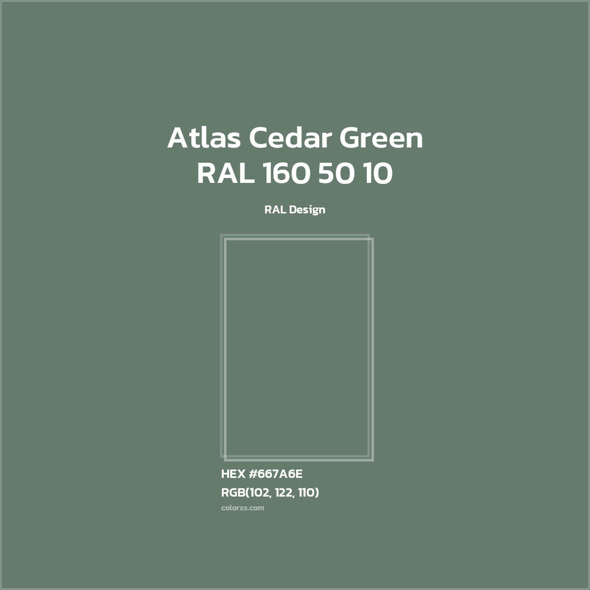 #667A6E RAL 160 50 10 - Atlas Cedar Green CMS RAL Design - Color codes and meaning | Matching colors and paints