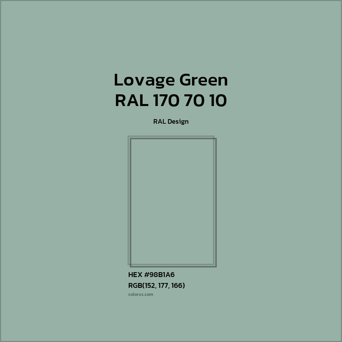 #98B1A6 RAL 170 70 10 - Lovage Green CMS RAL Design - Color codes and meaning | Matching colors and paints