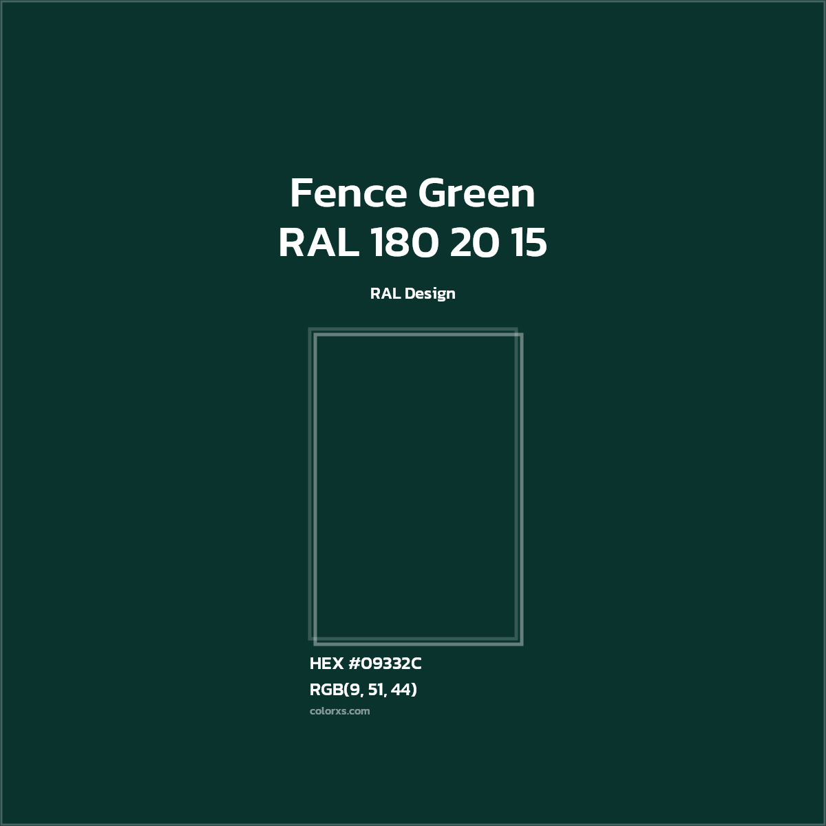 #09332C RAL 180 20 15 - Fence Green CMS RAL Design - Color codes and meaning | Matching colors and paints