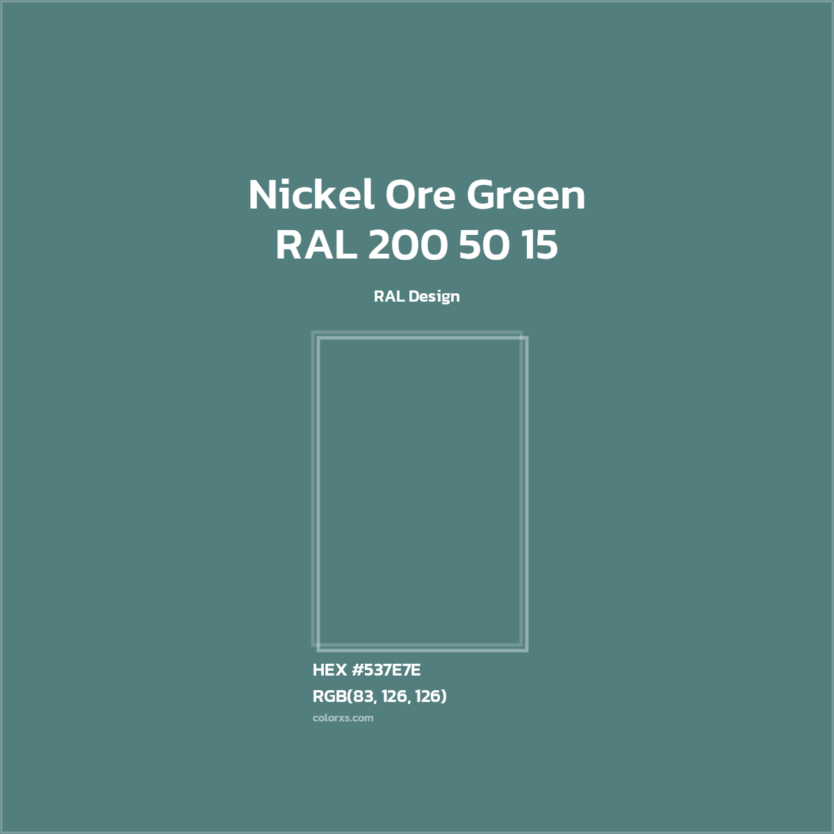 #537E7E RAL 200 50 15 - Nickel Ore Green CMS RAL Design - Color codes and meaning | Matching colors and paints