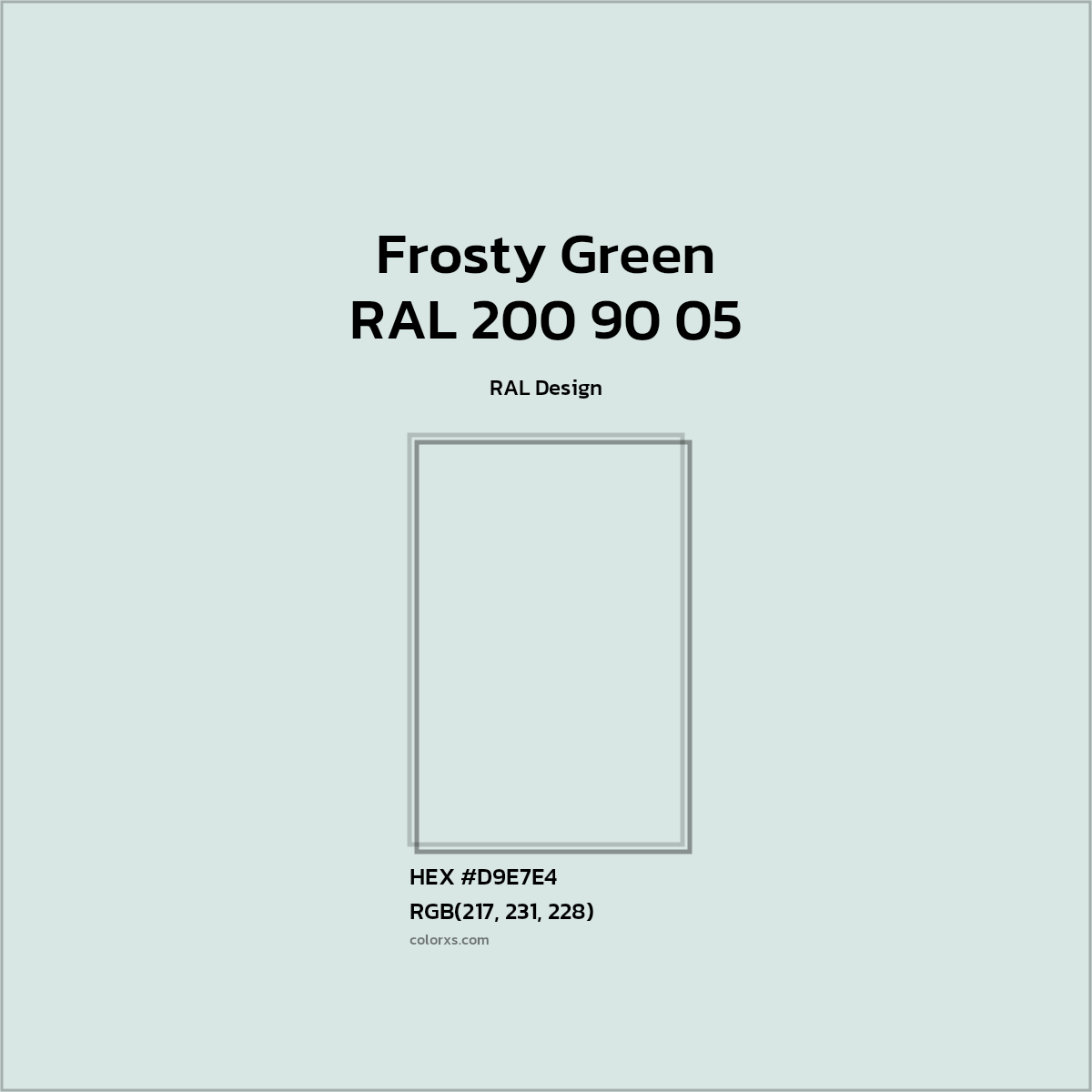 #D9E7E4 RAL 200 90 05 - Frosty Green CMS RAL Design - Color codes and meaning | Matching colors and paints