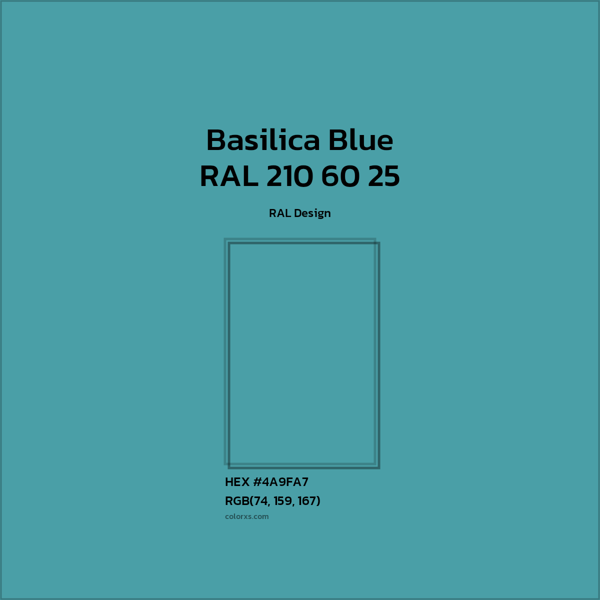 #4A9FA7 RAL 210 60 25 - Basilica Blue CMS RAL Design - Color codes and meaning | Matching colors and paints