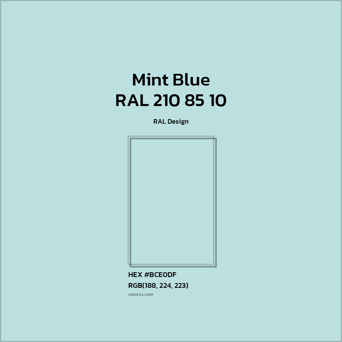 #BCE0DF RAL 210 85 10 - Mint Blue CMS RAL Design - Color codes and meaning | Matching colors and paints