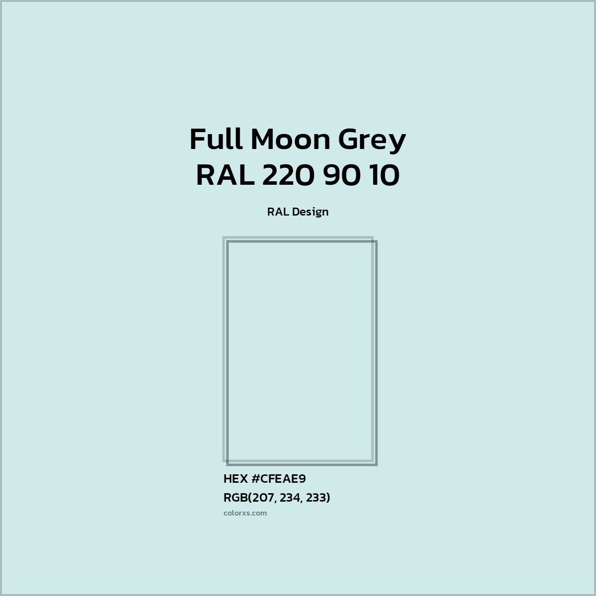 #CFEAE9 RAL 220 90 10 - Full Moon Grey CMS RAL Design - Color codes and meaning | Matching colors and paints