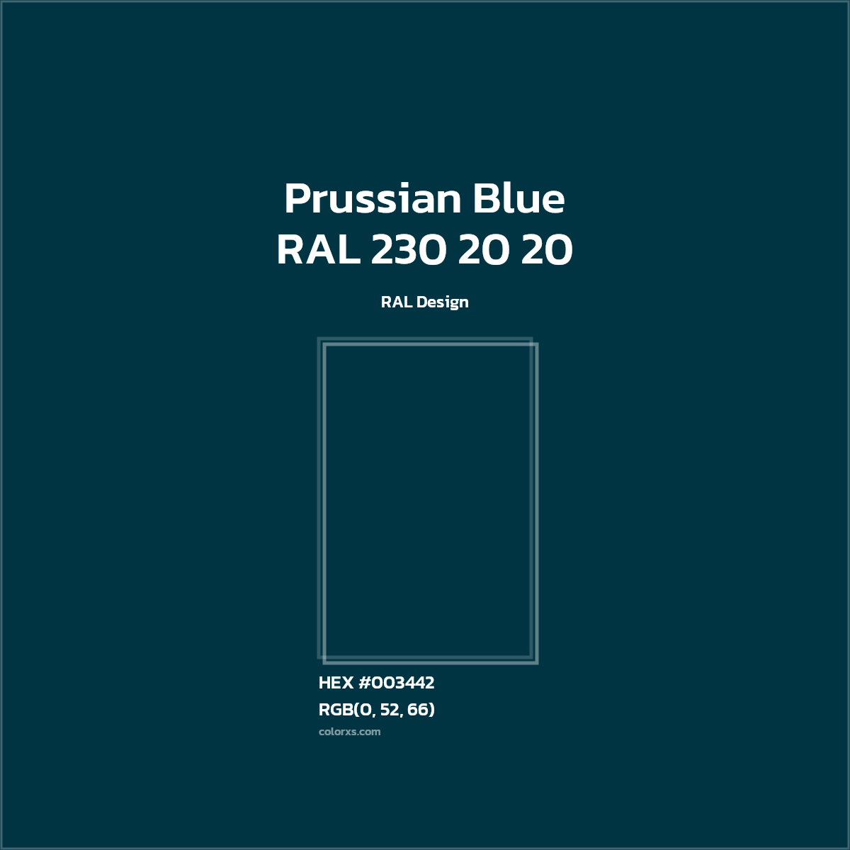 #003442 RAL 230 20 20 - Prussian Blue CMS RAL Design - Color codes and meaning | Matching colors and paints