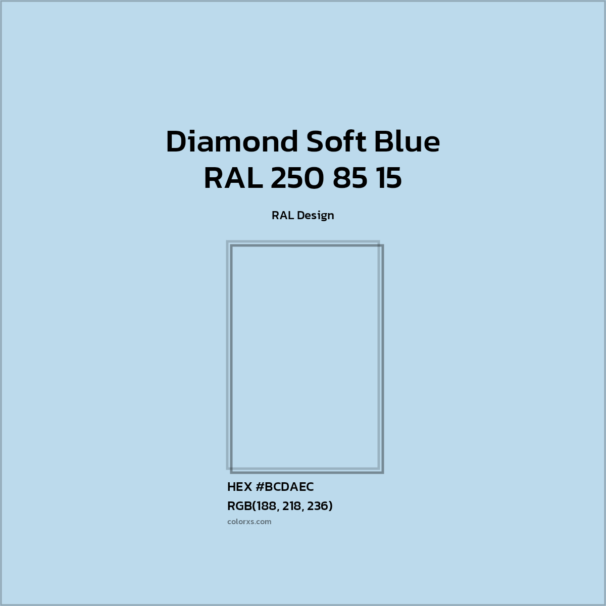 #BCDAEC RAL 250 85 15 - Diamond Soft Blue CMS RAL Design - Color codes and meaning | Matching colors and paints