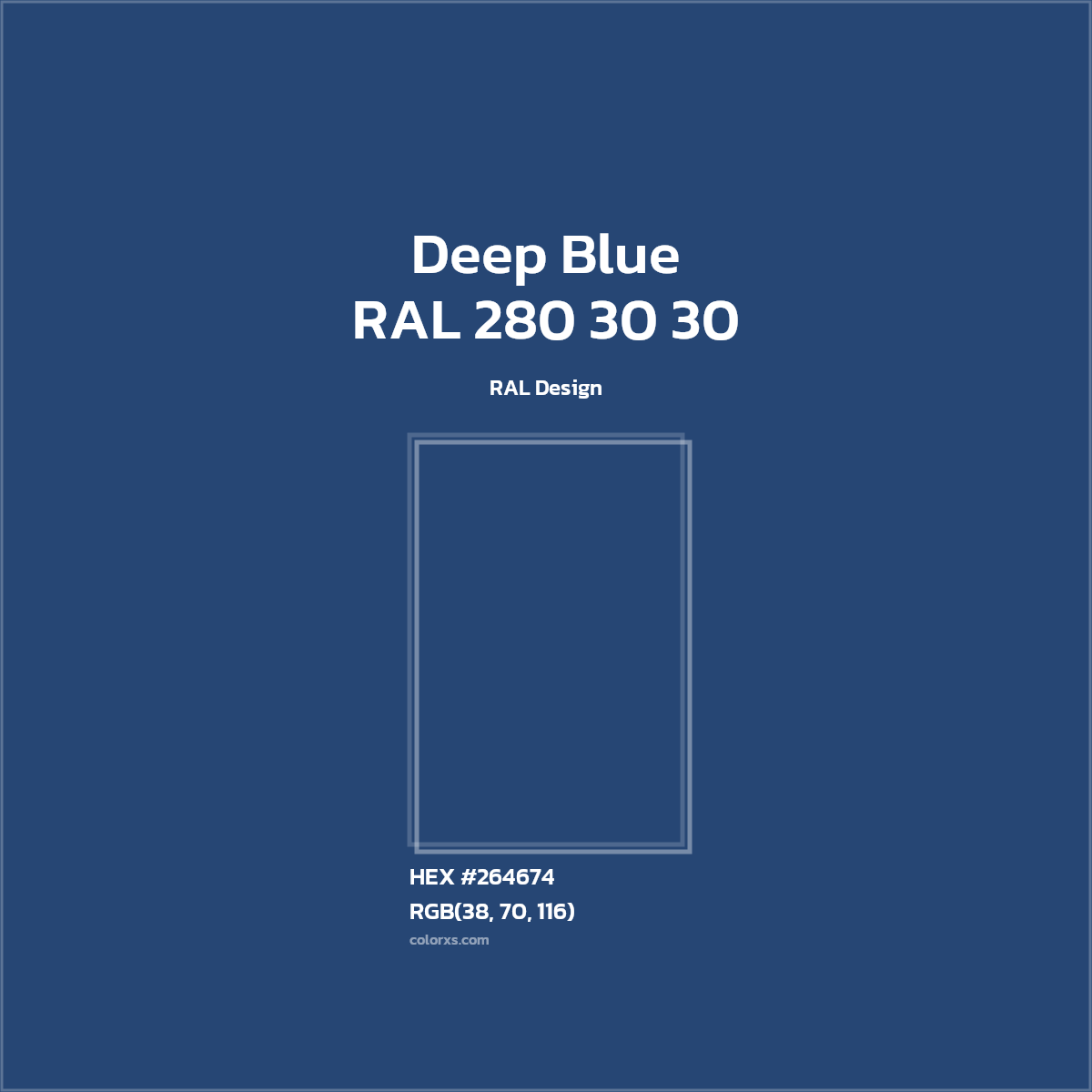 #264674 RAL 280 30 30 - Deep Blue CMS RAL Design - Color codes and meaning | Matching colors and paints