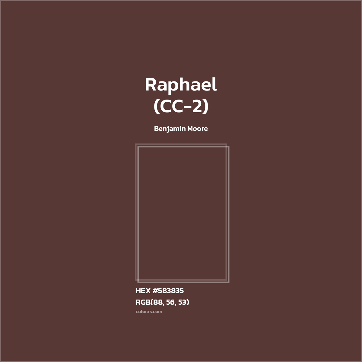 #583835 Raphael (CC-2) Paint Benjamin Moore - Color codes and meaning | Matching colors and paints