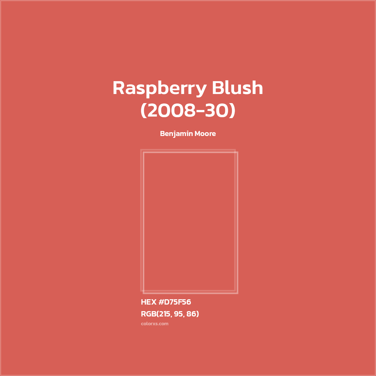 #D75F56 Raspberry Blush (2008-30) Paint Benjamin Moore - Color codes and meaning | Matching colors and paints