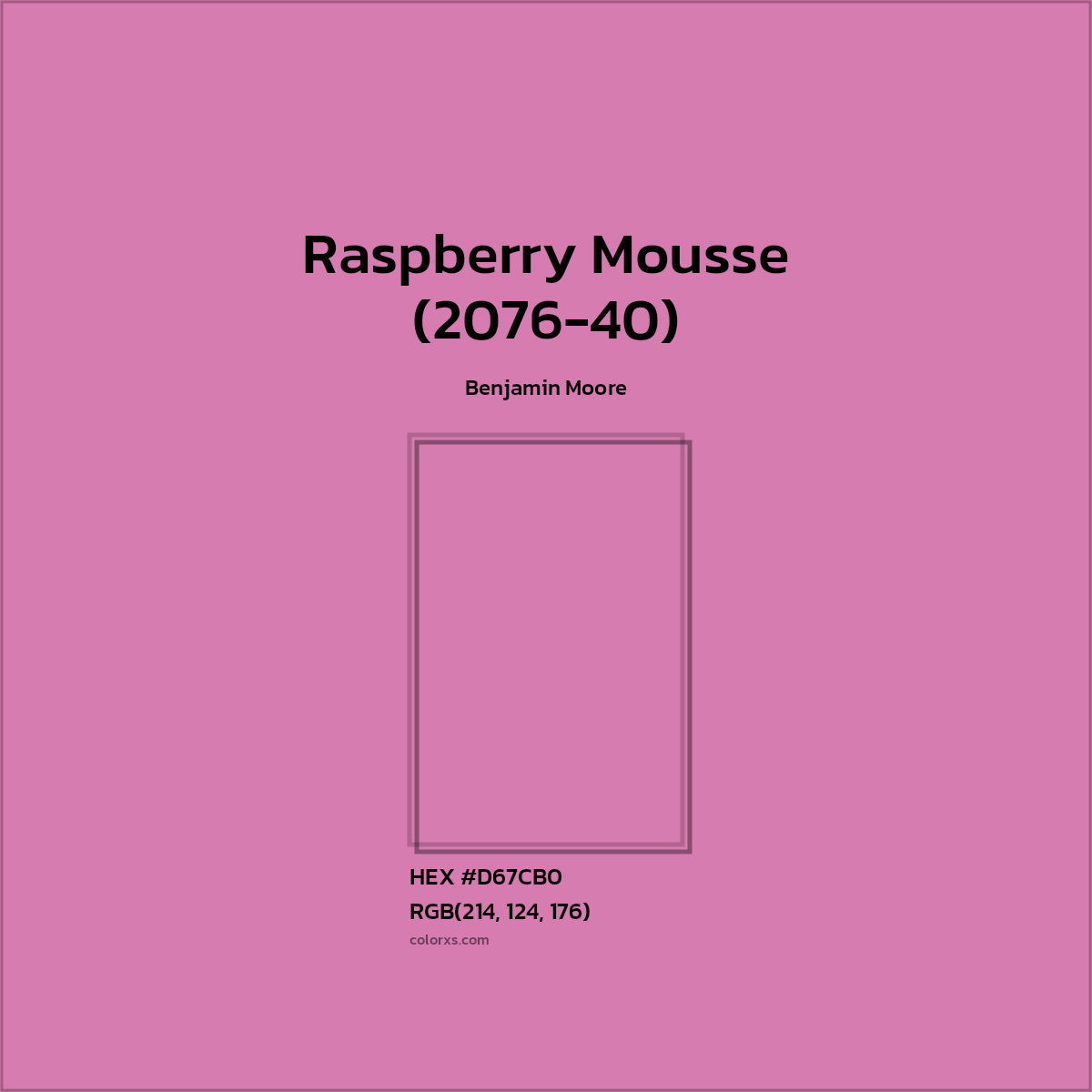 #D67CB0 Raspberry Mousse (2076-40) Paint Benjamin Moore - Color codes and meaning | Matching colors and paints