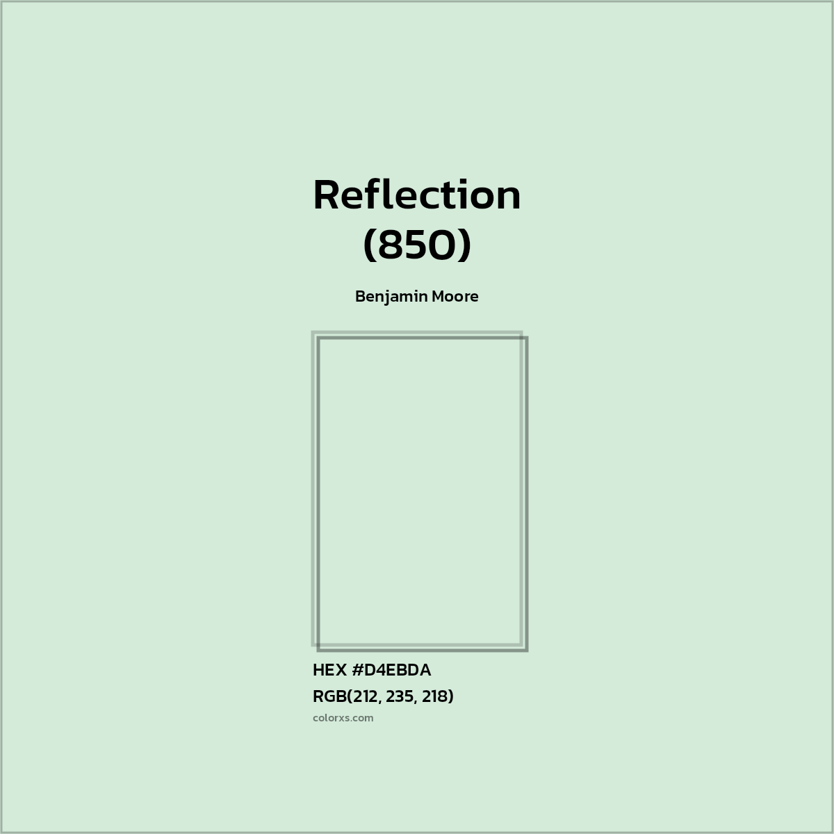 #D4EBDA Reflection (850) Paint Benjamin Moore - Color codes and meaning | Matching colors and paints