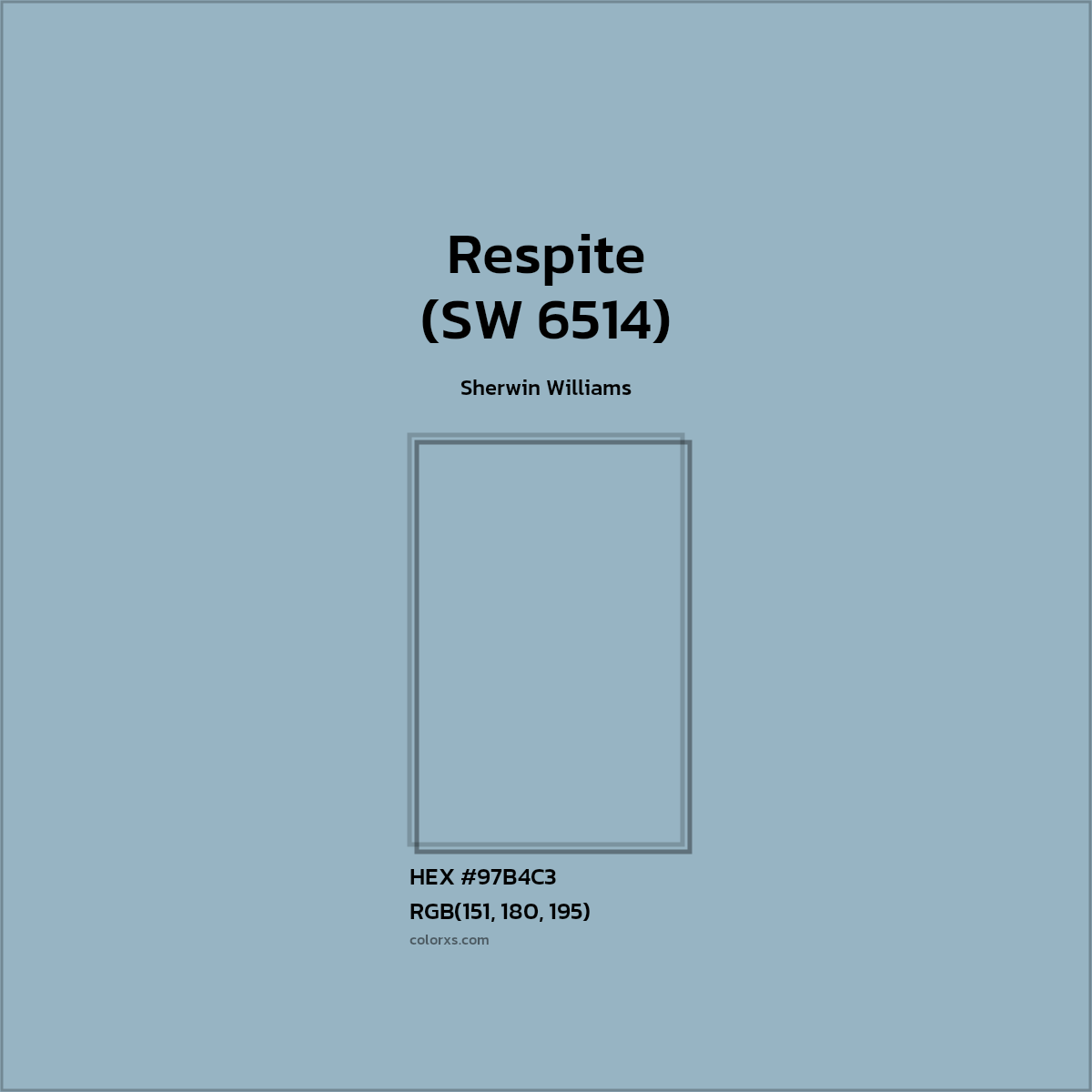 #97B4C3 Respite (SW 6514) Paint Sherwin Williams - Color codes and meaning | Matching colors and paints