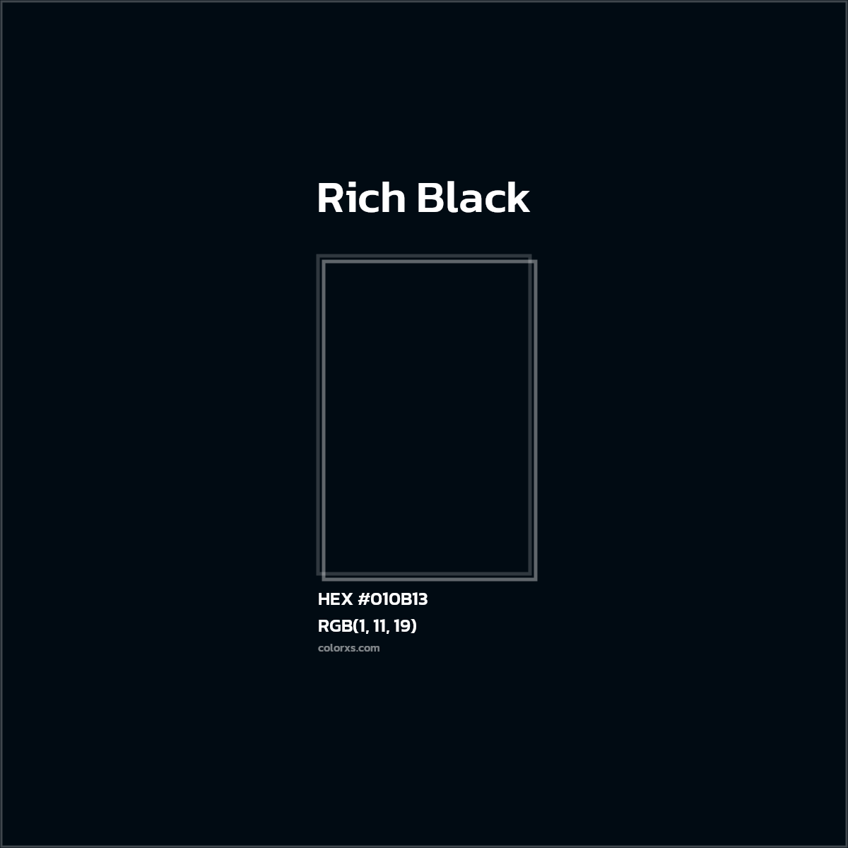 #010B13 Rich Black Color  - Color codes and meaning | Matching colors and paints