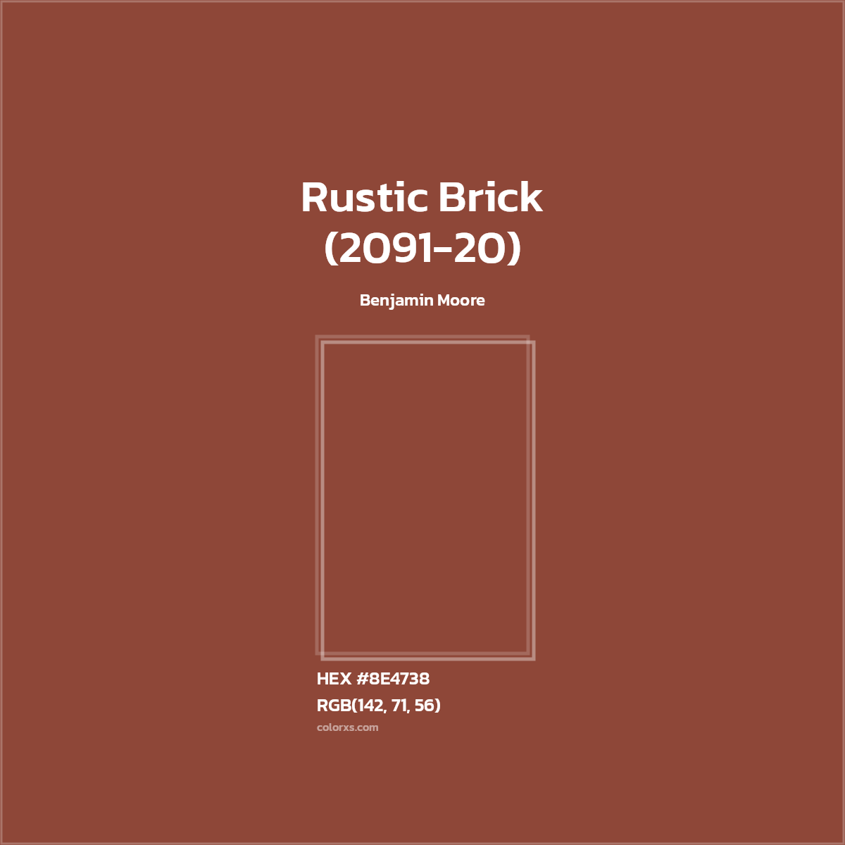 #8E4738 Rustic Brick (2091-20) Paint Benjamin Moore - Color codes and meaning | Matching colors and paints