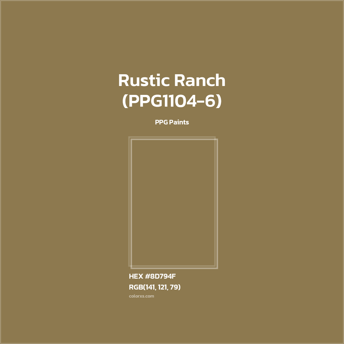 #8D794F Rustic Ranch (PPG1104-6) Paint PPG Paints - Color codes and meaning | Matching colors and paints