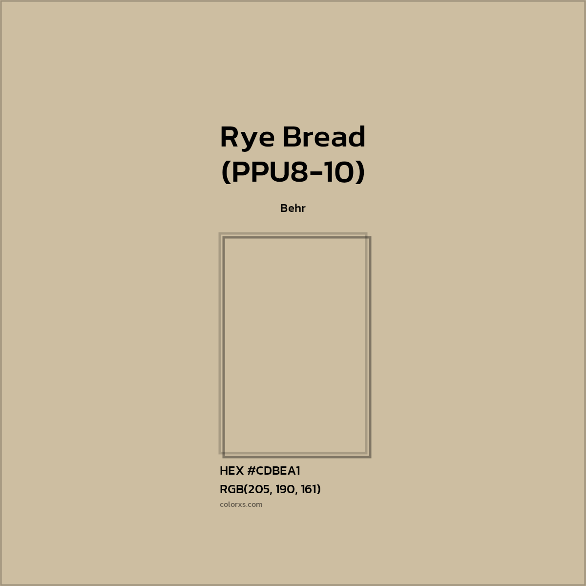 #CDBEA1 Rye Bread (PPU8-10) Paint Behr - Color codes and meaning | Matching colors and paints