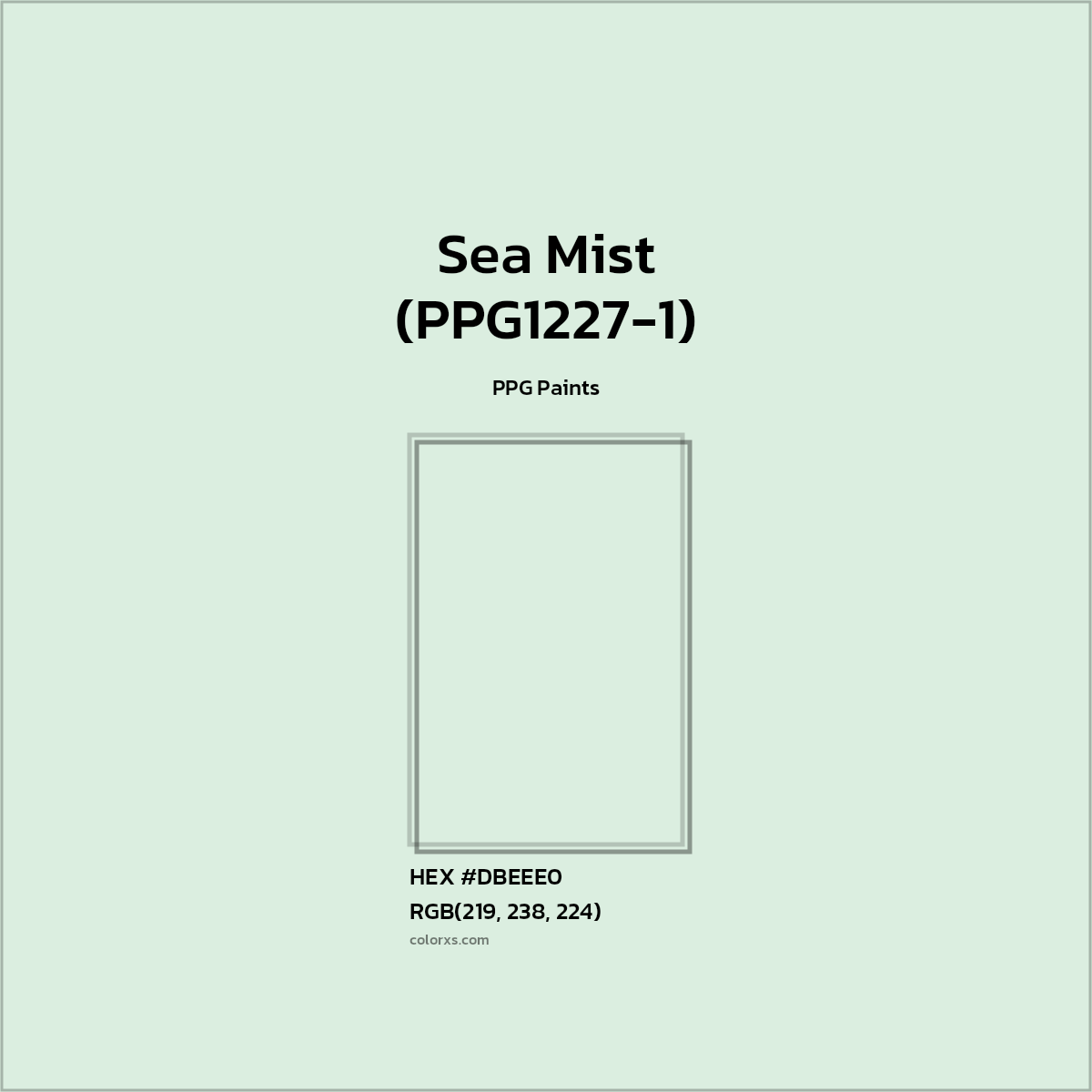 #DBEEE0 Sea Mist (PPG1227-1) Paint PPG Paints - Color codes and meaning | Matching colors and paints