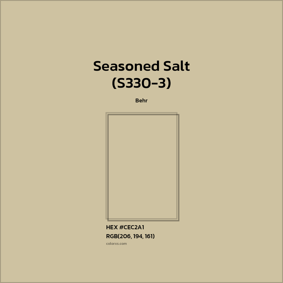 #CEC2A1 Seasoned Salt (S330-3) Paint Behr - Color codes and meaning | Matching colors and paints