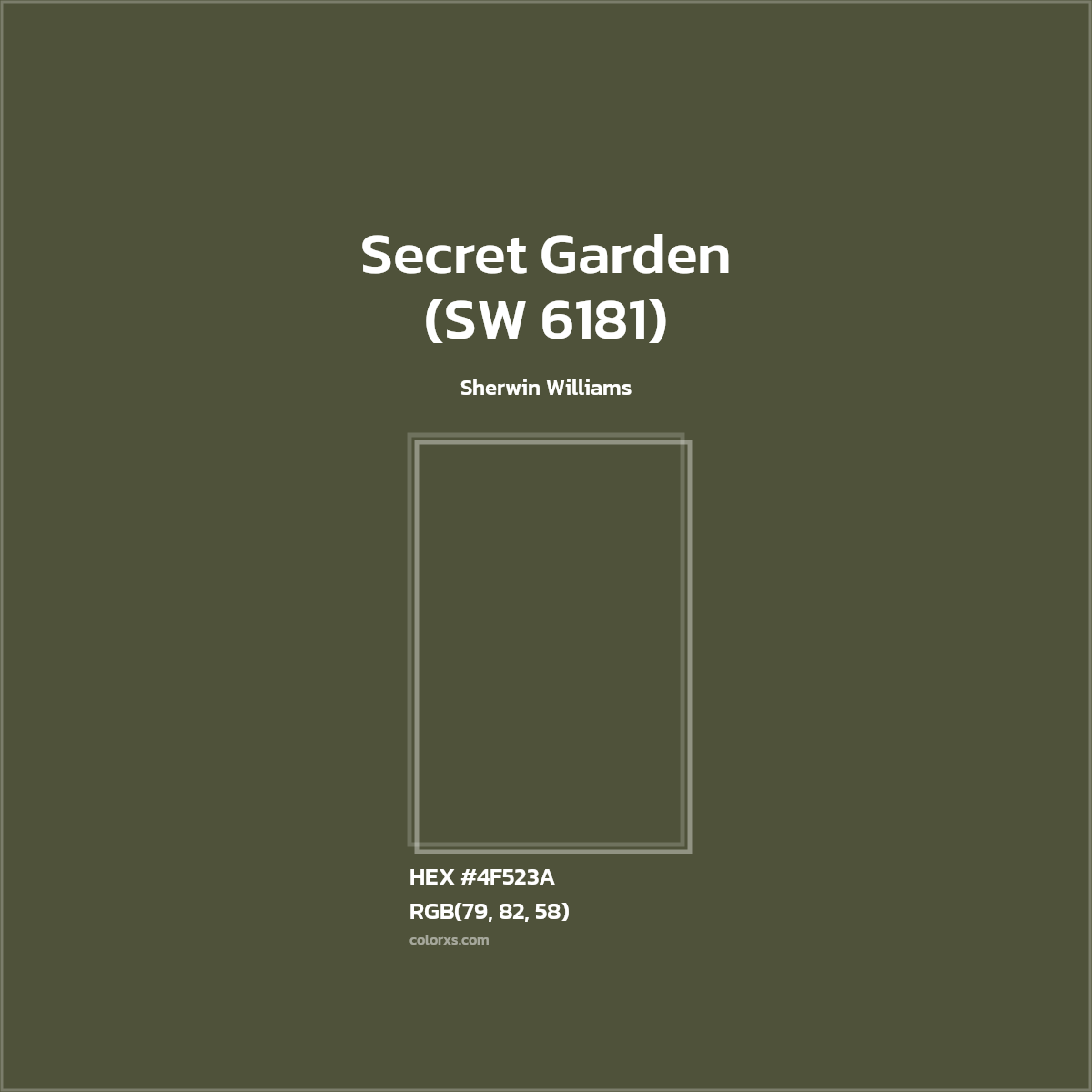 #4F523A Secret Garden (SW 6181) Paint Sherwin Williams - Color codes and meaning | Matching colors and paints