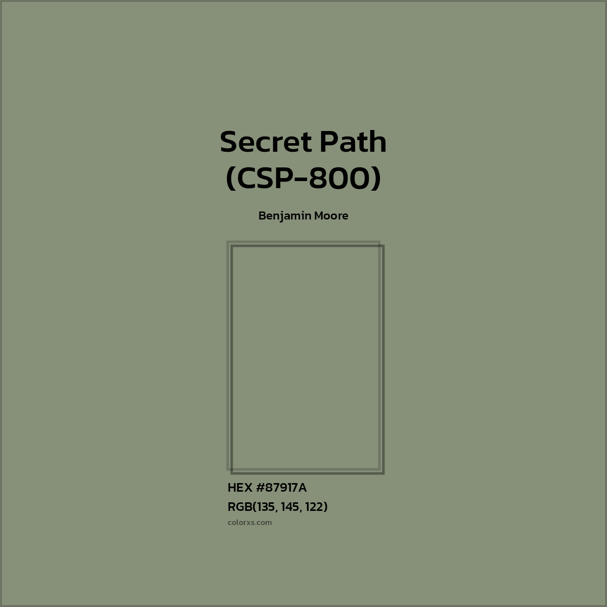 #87917A Secret Path (CSP-800) Paint Benjamin Moore - Color codes and meaning | Matching colors and paints