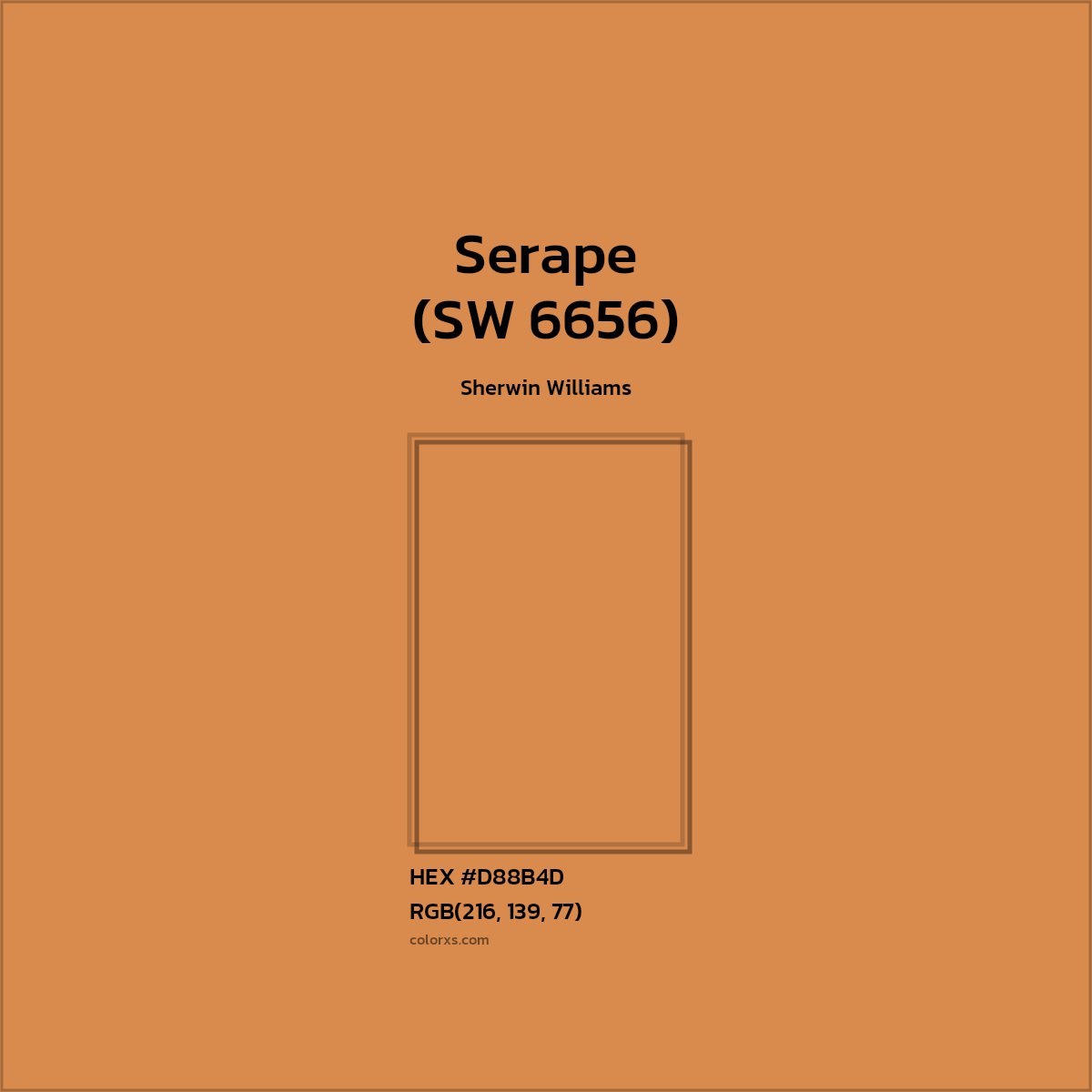 #D88B4D Serape (SW 6656) Paint Sherwin Williams - Color codes and meaning | Matching colors and paints