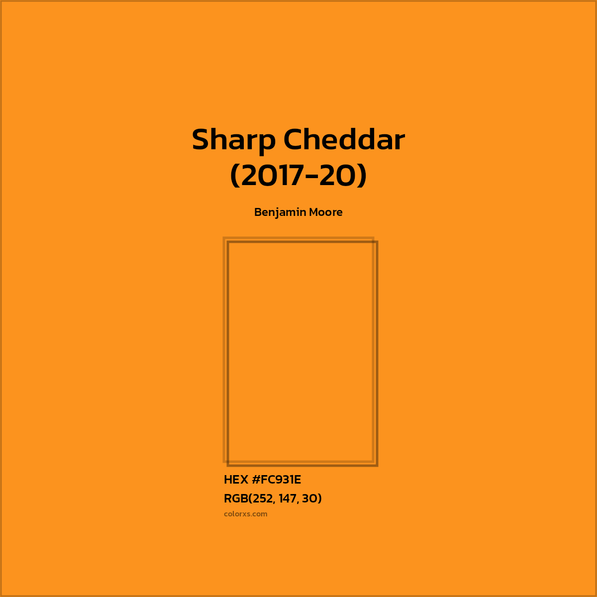#FC931E Sharp Cheddar (2017-20) Paint Benjamin Moore - Color codes and meaning | Matching colors and paints