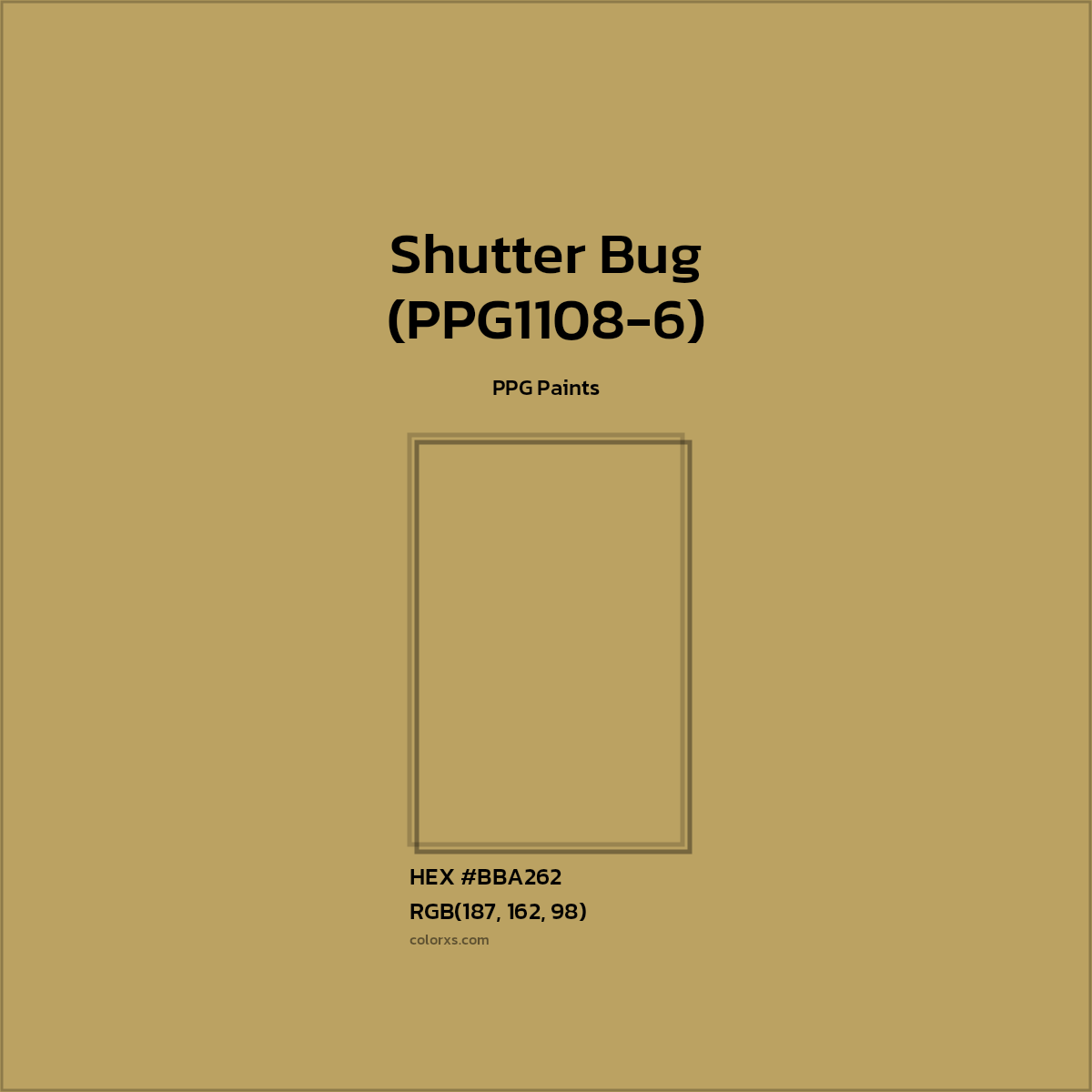 #BBA262 Shutter Bug (PPG1108-6) Paint PPG Paints - Color codes and meaning | Matching colors and paints