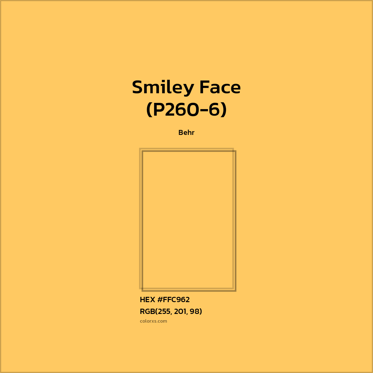 #FFC962 Smiley Face (P260-6) Paint Behr - Color codes and meaning | Matching colors and paints
