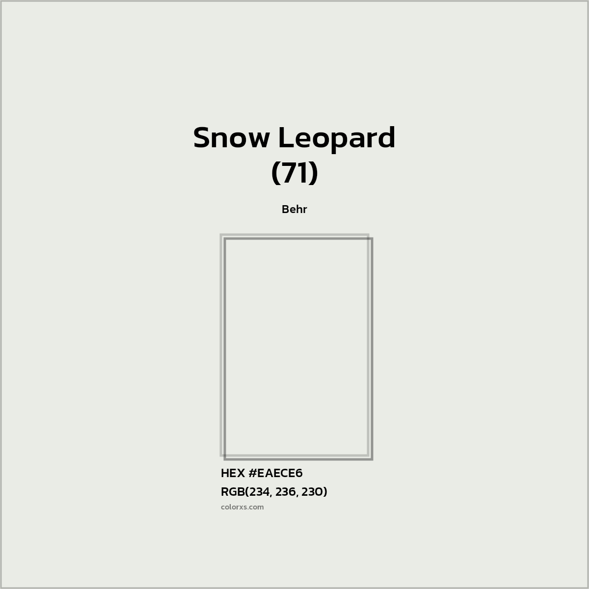 #EAECE6 Snow Leopard (71) Paint Behr - Color codes and meaning | Matching colors and paints