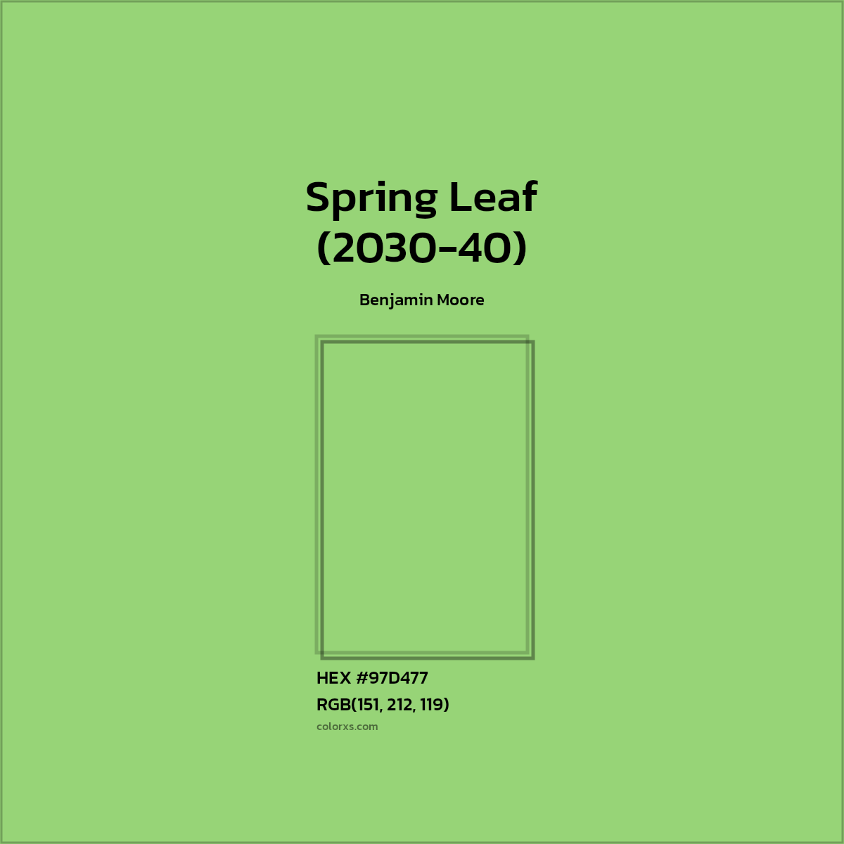 #97D477 Spring Leaf (2030-40) Paint Benjamin Moore - Color codes and meaning | Matching colors and paints