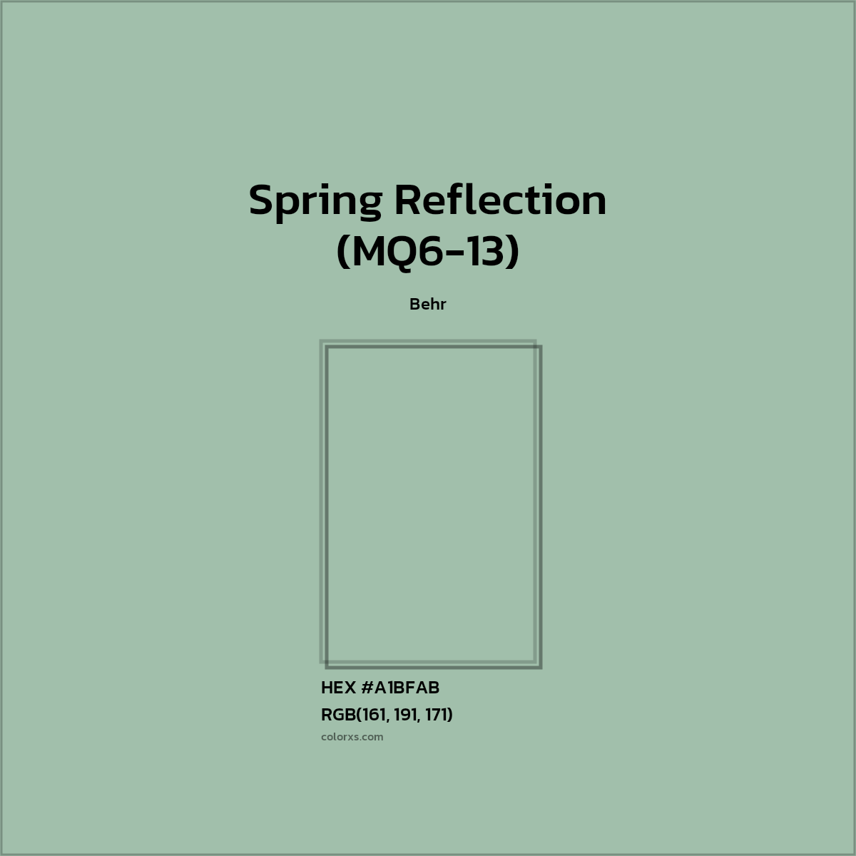 #A1BFAB Spring Reflection (MQ6-13) Paint Behr - Color codes and meaning | Matching colors and paints