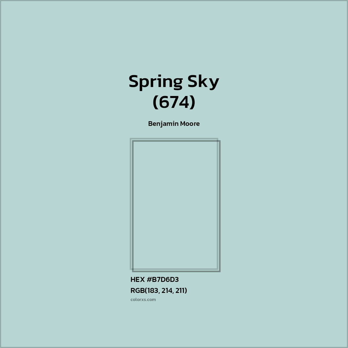 #B7D6D3 Spring Sky (674) Paint Benjamin Moore - Color codes and meaning | Matching colors and paints